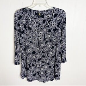 JM Collection Black & White Plus Size 1X Blouse Top